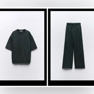 Zara Color Washed Cotton Sweatsuit NWT L Anthracite